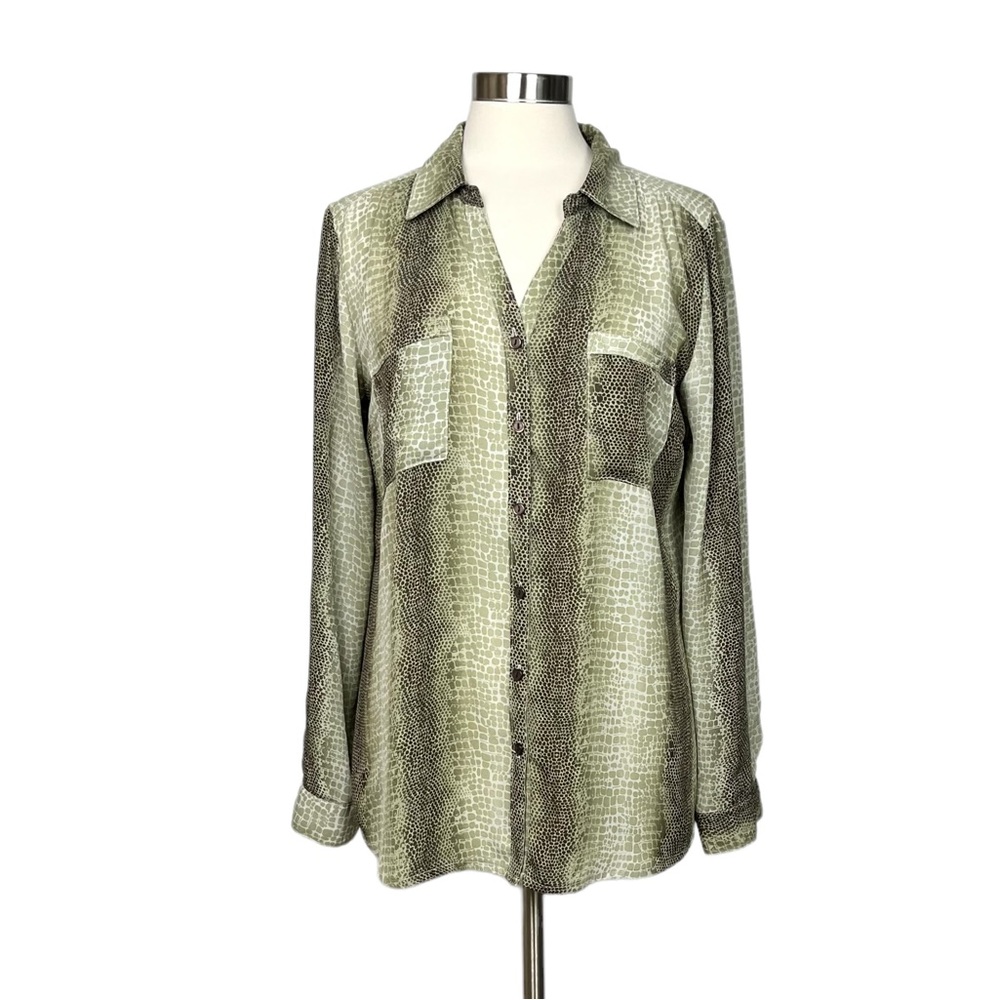 Notations Printed Button Down Shirt With Roll Tab… - image 1